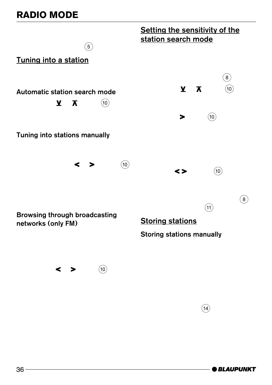 Radio mode | Blaupunkt Wiesbaden CD51 User Manual | Page 11 / 26