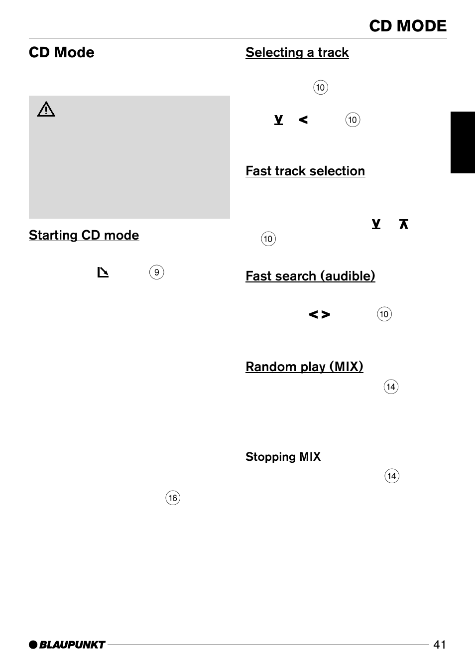 Cd mode | Blaupunkt Wiesbaden CD51 User Manual | Page 16 / 26