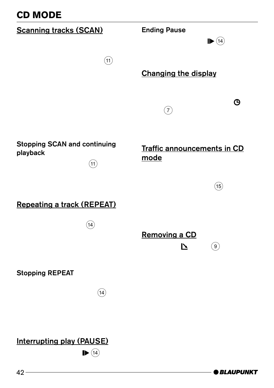 Cd mode | Blaupunkt Wiesbaden CD51 User Manual | Page 17 / 26