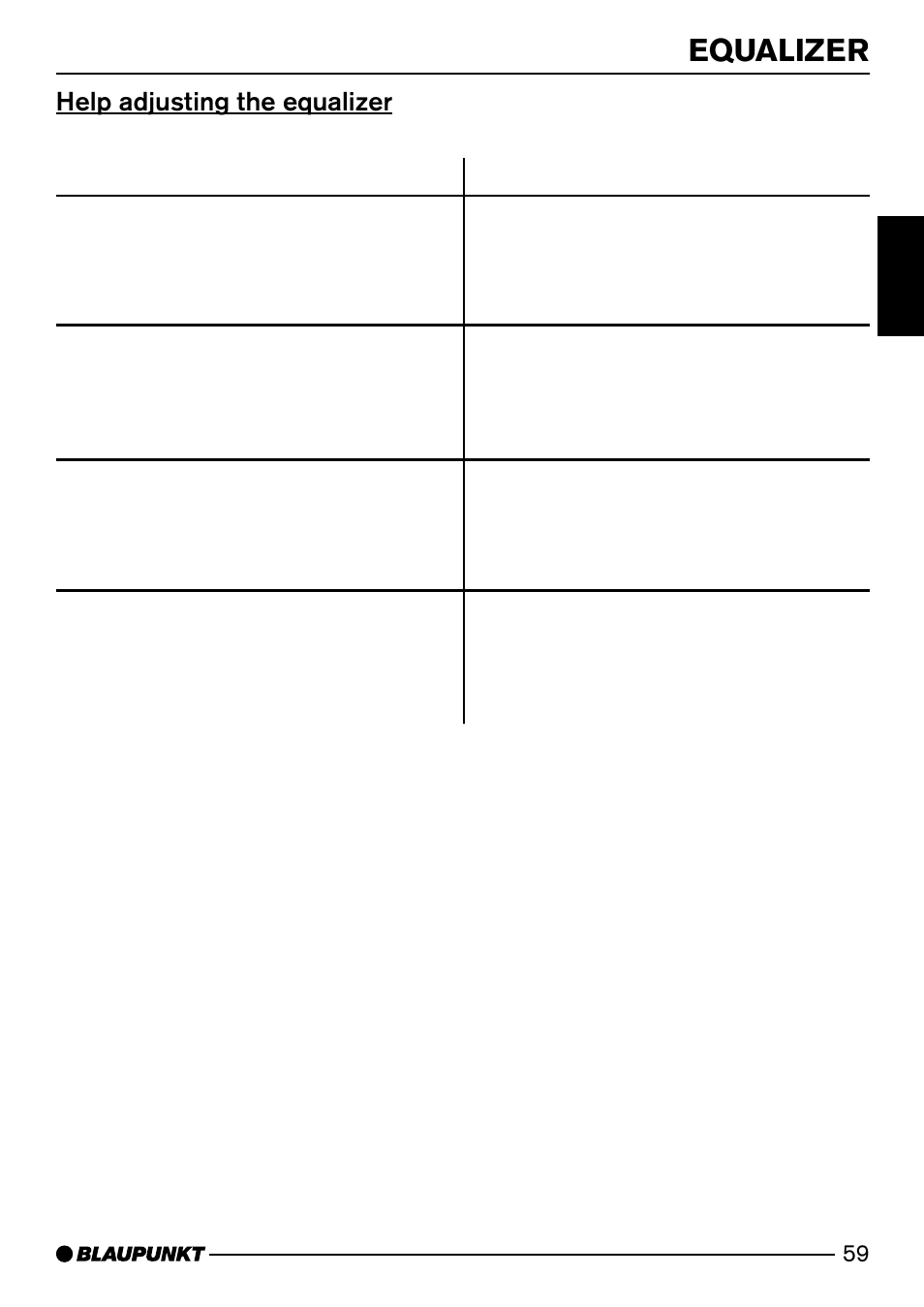 Equalizer, Help adjusting the equalizer | Blaupunkt Arizona DJ73 User Manual | Page 30 / 33
