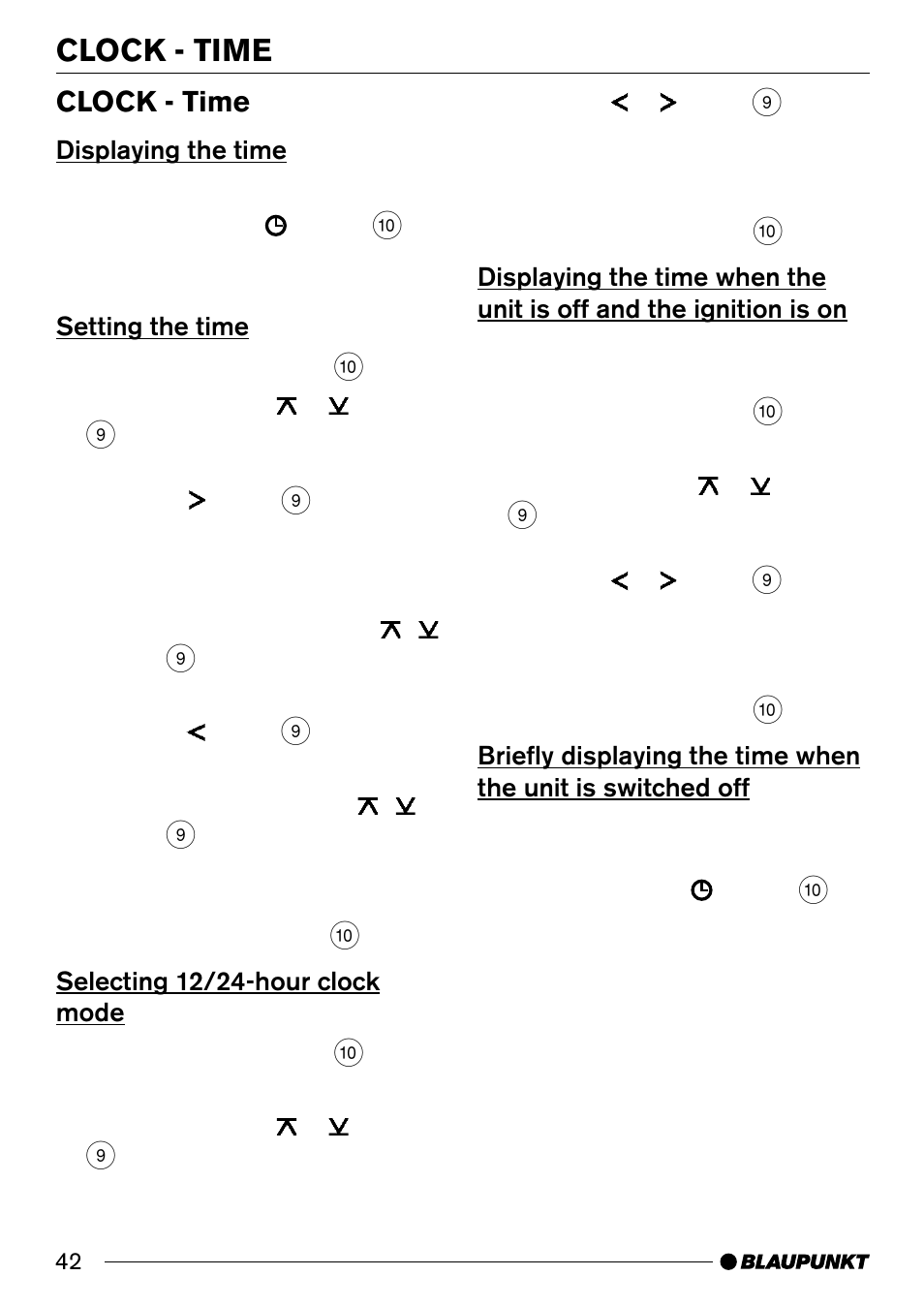 Clock - time | Blaupunkt Santa Cruz CD31 User Manual | Page 20 / 23