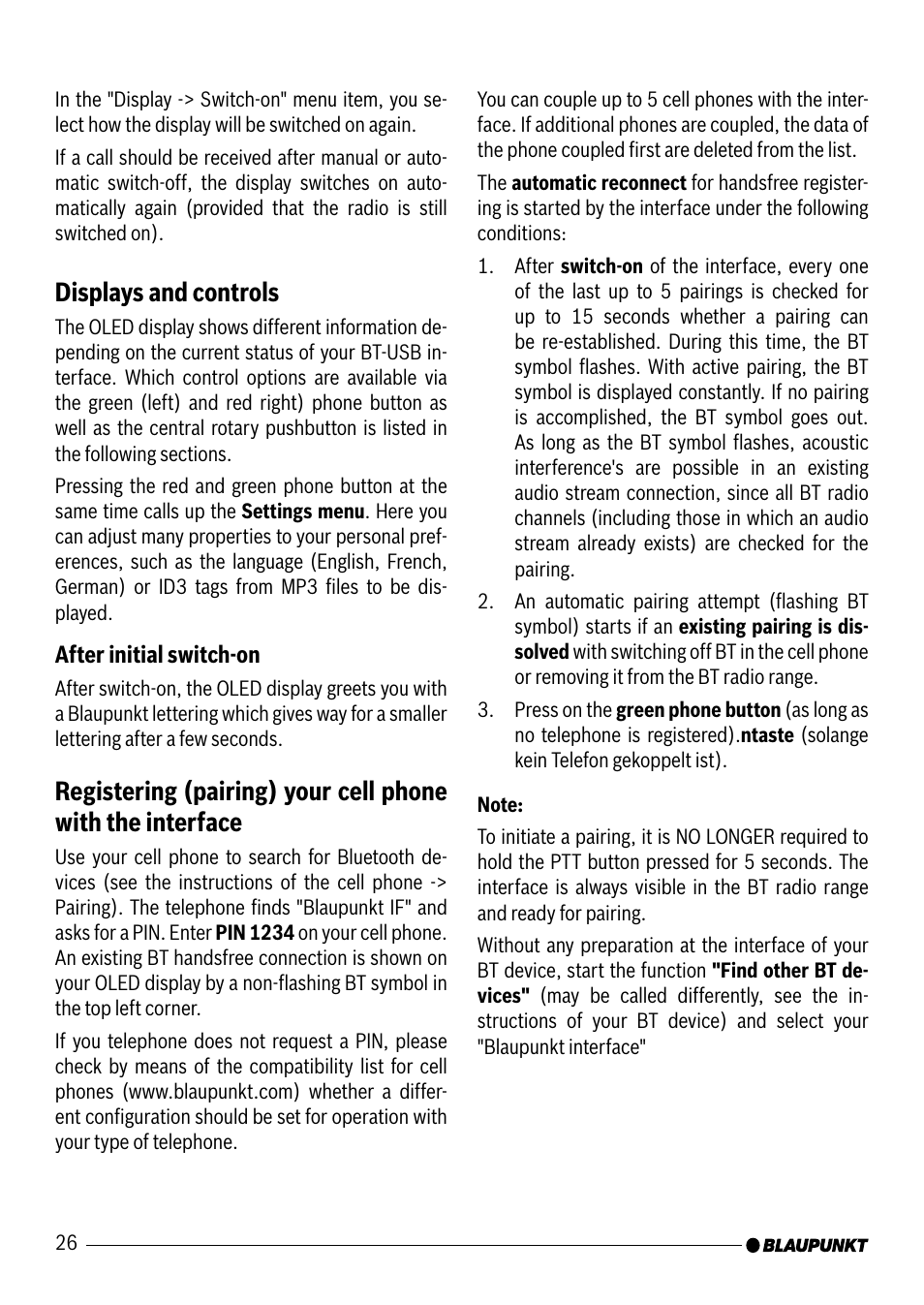 Displays and controls | Blaupunkt VW / AUDI 7 607 545 550 User Manual | Page 7 / 24