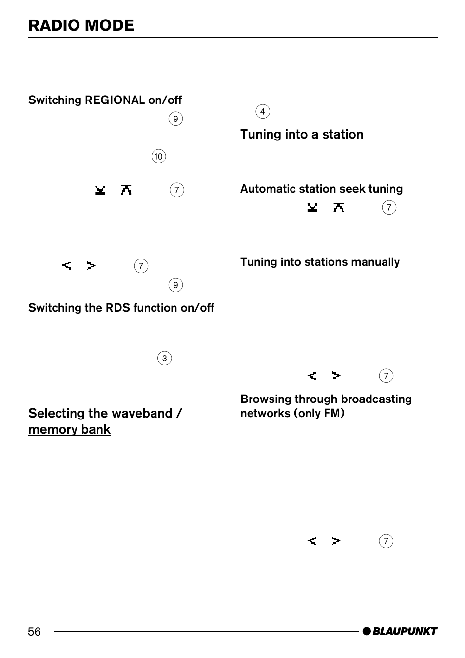 Radio mode | Blaupunkt Acapulco MP54 User Manual | Page 13 / 45