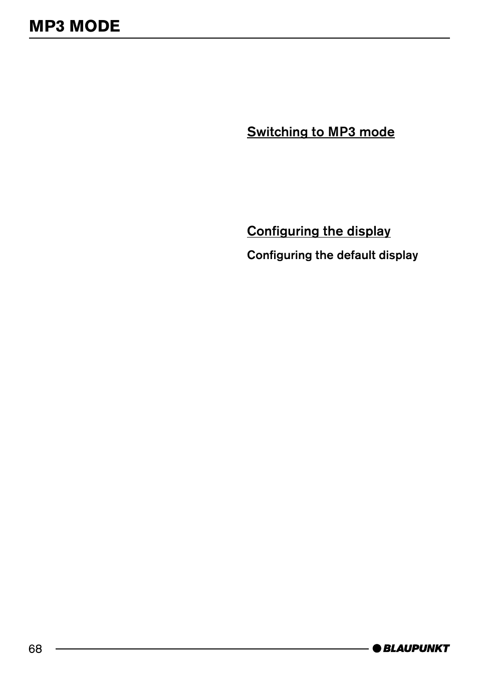 Mp3 mode, Switching to mp3 mode, Configuring the display | Blaupunkt Acapulco MP54 User Manual | Page 25 / 45