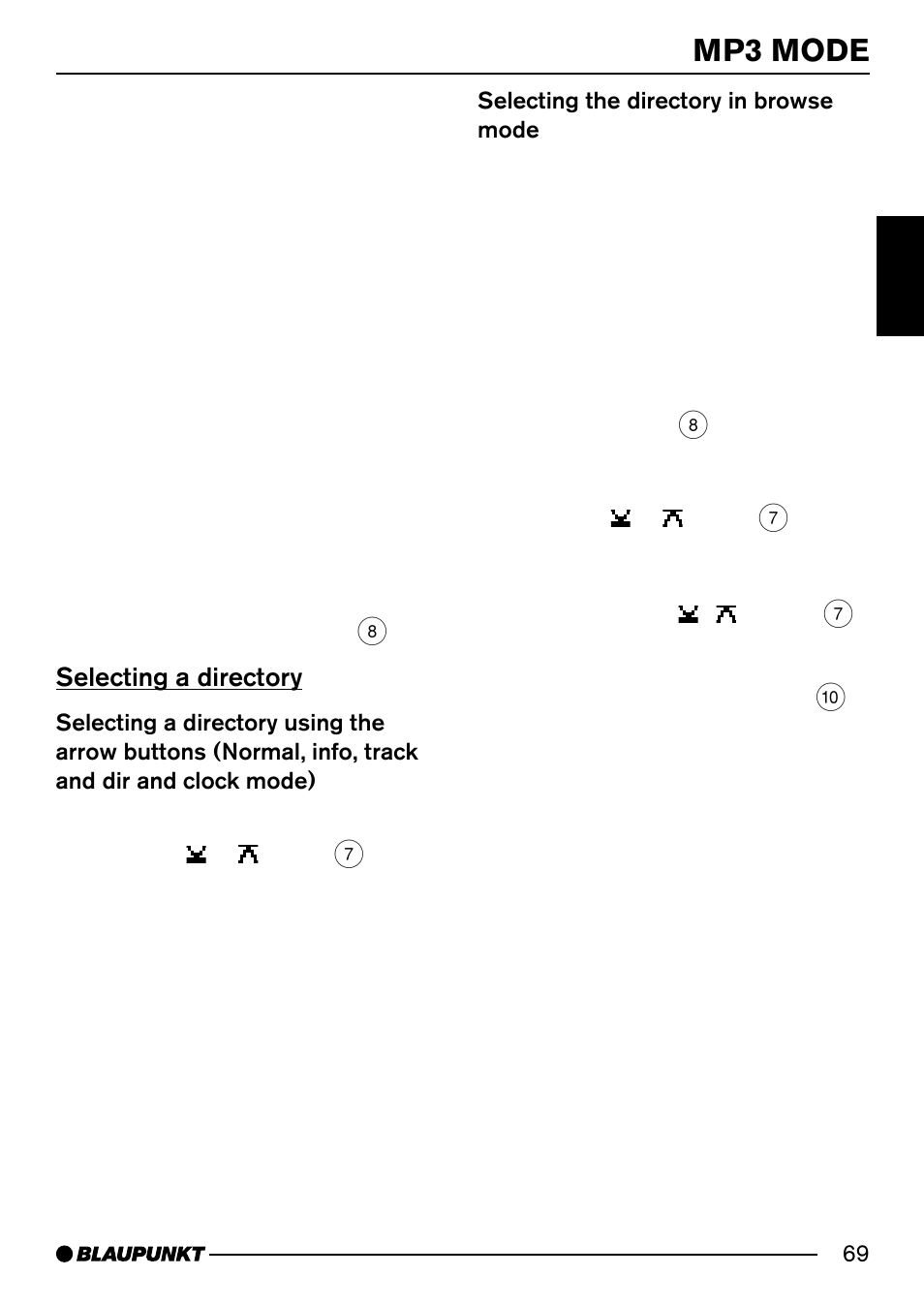 Mp3 mode, Selecting a directory | Blaupunkt Acapulco MP54 User Manual | Page 26 / 45