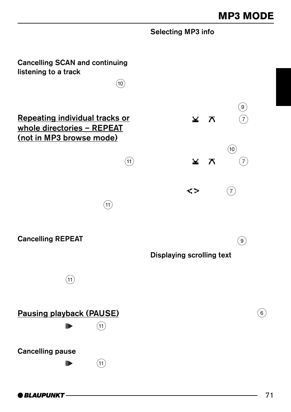Mp3 mode | Blaupunkt Acapulco MP54 User Manual | Page 28 / 45