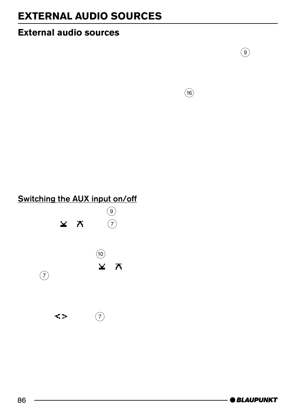 External audio sources | Blaupunkt Acapulco MP54 User Manual | Page 43 / 45