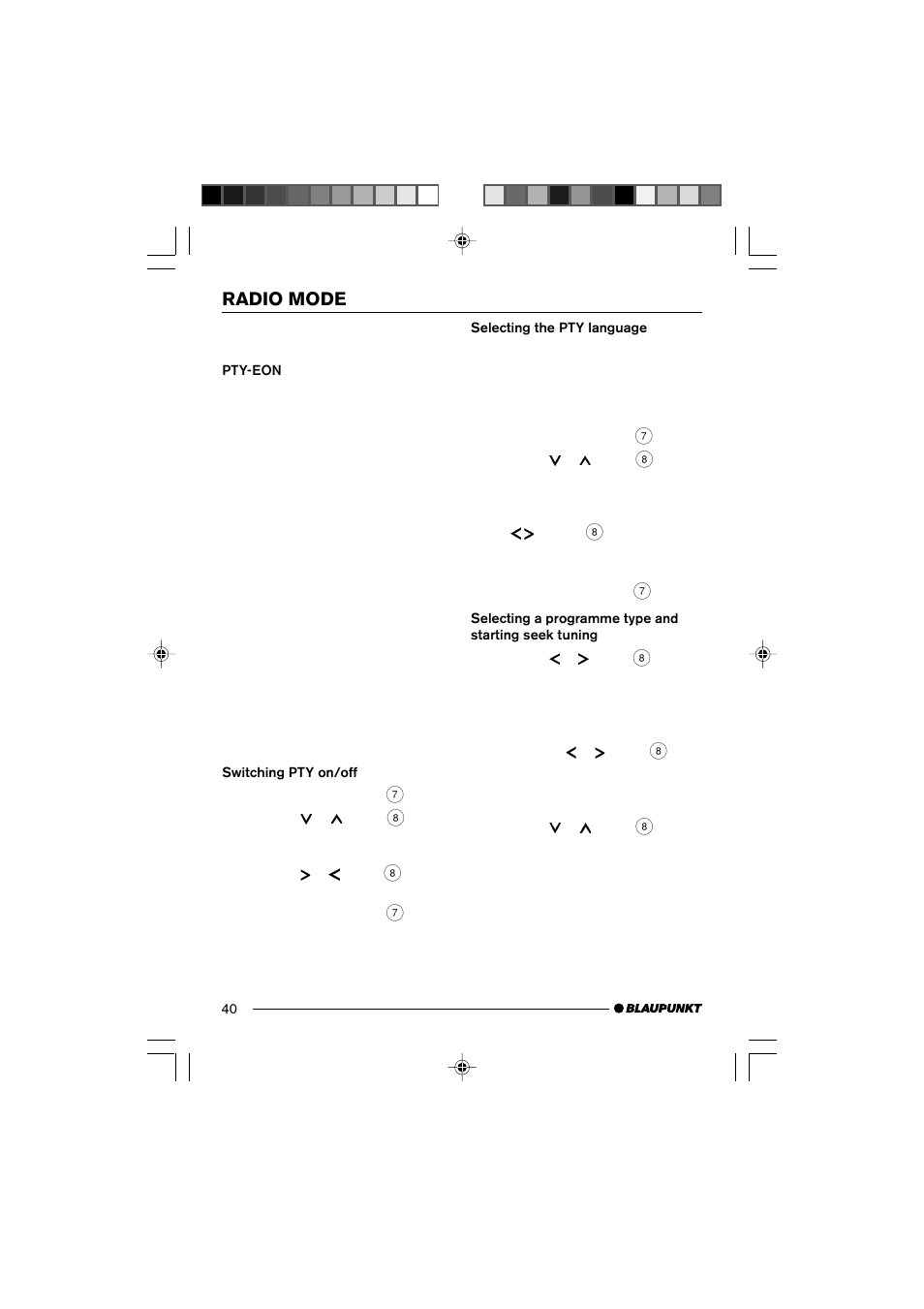 Radio mode | Blaupunkt 7 645 190 310 User Manual | Page 13 / 37