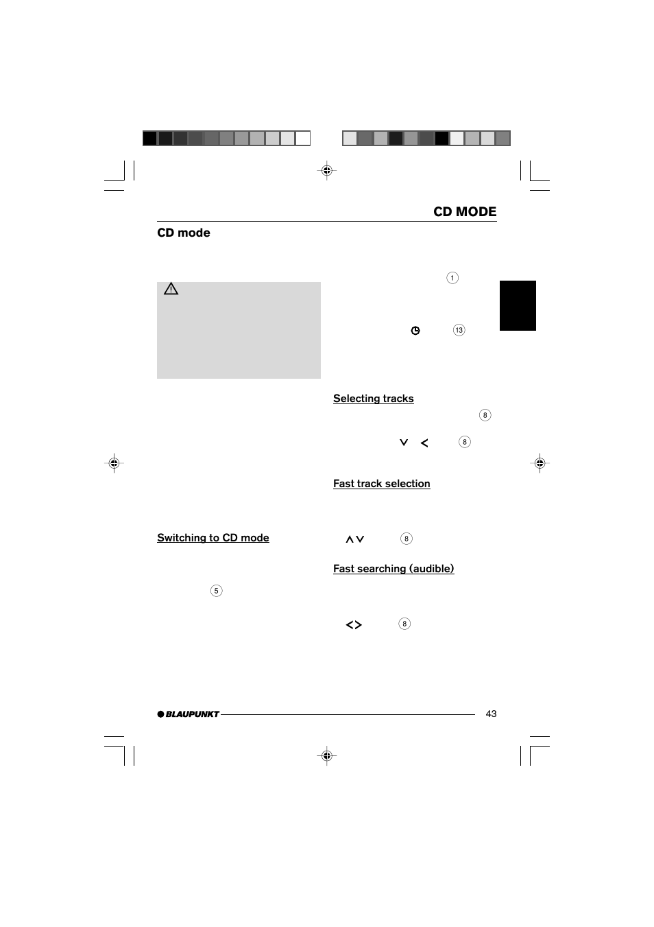 Cd mode | Blaupunkt 7 645 190 310 User Manual | Page 16 / 37