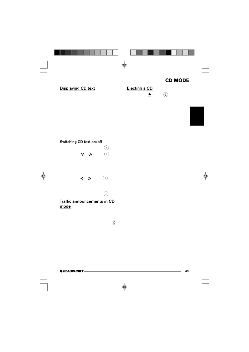 Cd mode | Blaupunkt 7 645 190 310 User Manual | Page 18 / 37
