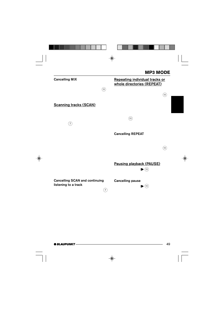 Mp3 mode | Blaupunkt 7 645 190 310 User Manual | Page 22 / 37