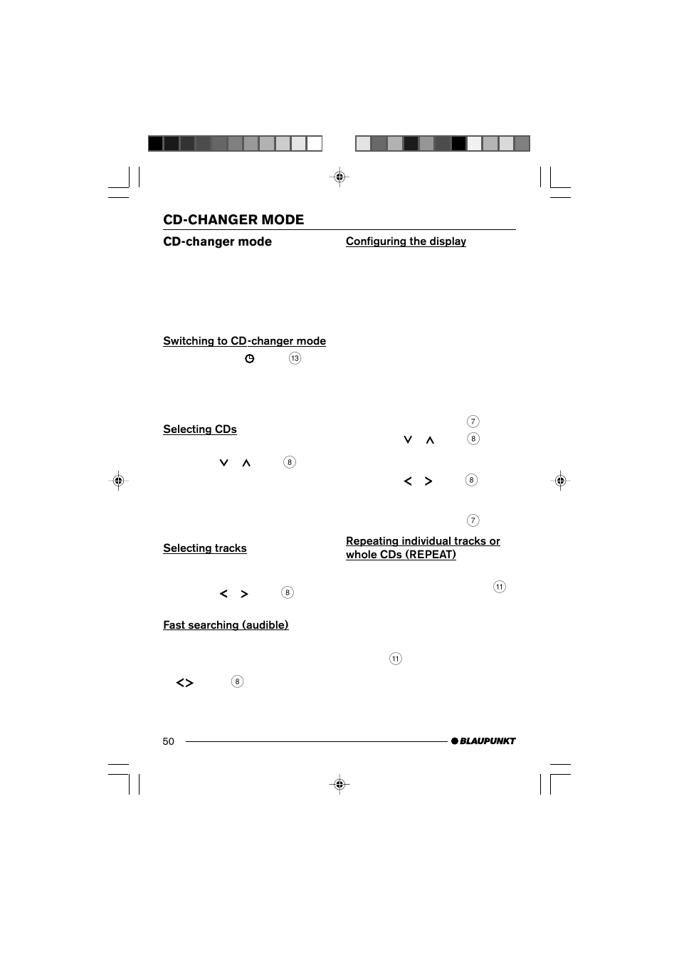 Cd-changer mode | Blaupunkt 7 645 190 310 User Manual | Page 23 / 37