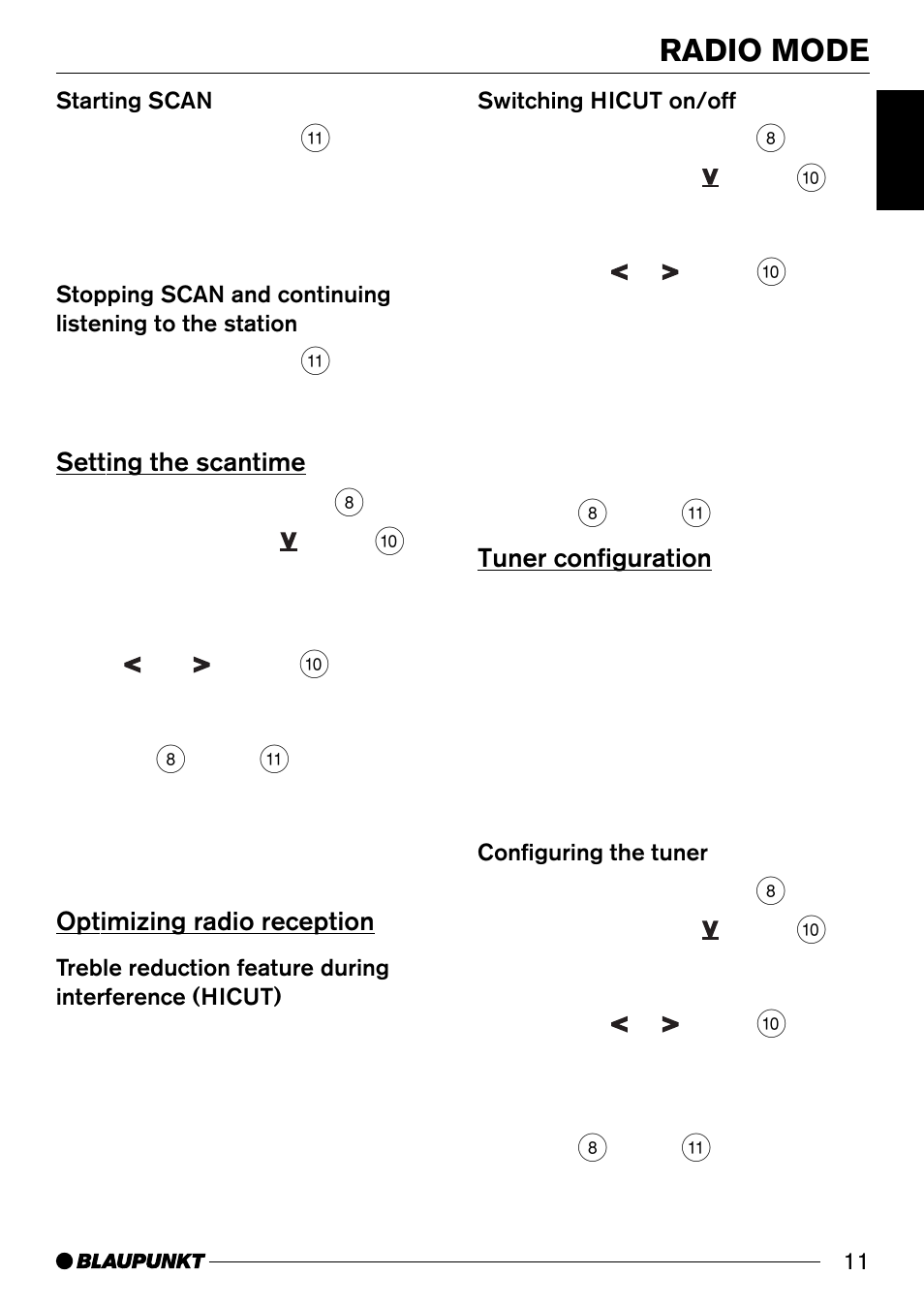 Radio mode | Blaupunkt MALIBU C50 User Manual | Page 11 / 20