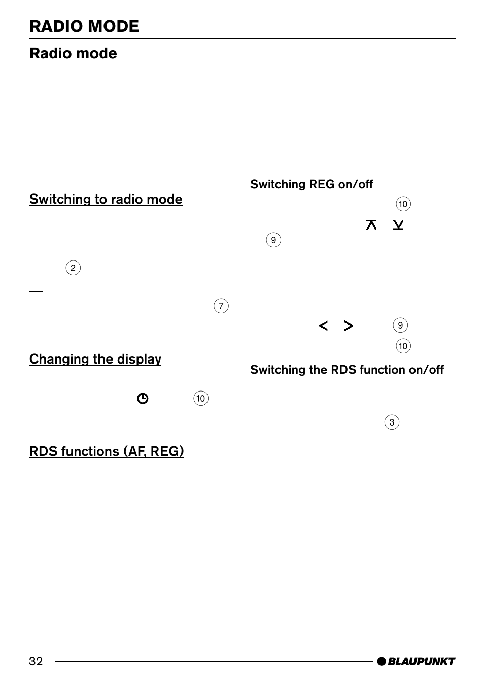 Radio mode | Blaupunkt Alicante CD31 User Manual | Page 10 / 23
