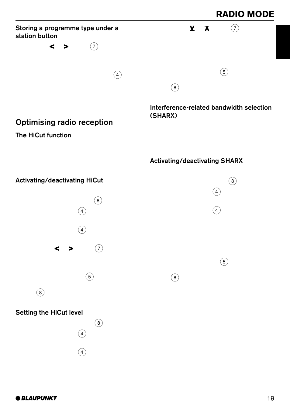Radio mode, Optimising radio reception | Blaupunkt SAN FRANCISCO CD70 User Manual | Page 19 / 38
