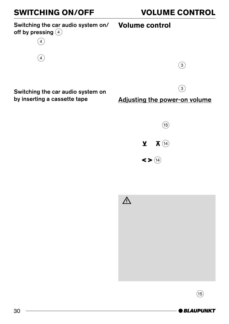 Volume control, Switching on/off | Blaupunkt BOSTONC30 User Manual | Page 10 / 24