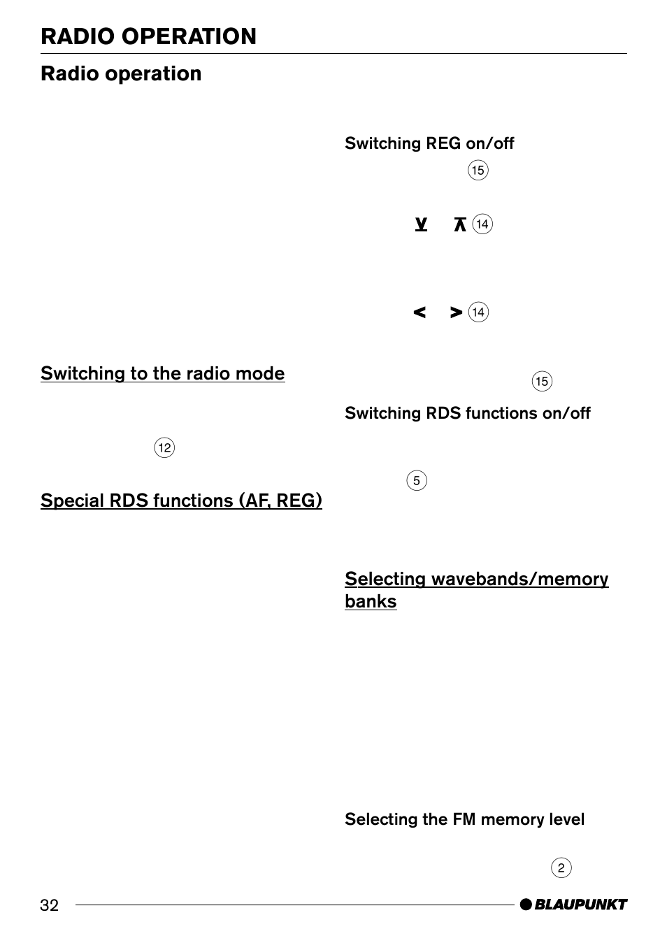 Radio operation | Blaupunkt BOSTONC30 User Manual | Page 12 / 24
