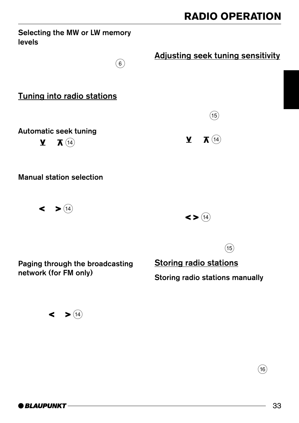 Radio operation | Blaupunkt BOSTONC30 User Manual | Page 13 / 24
