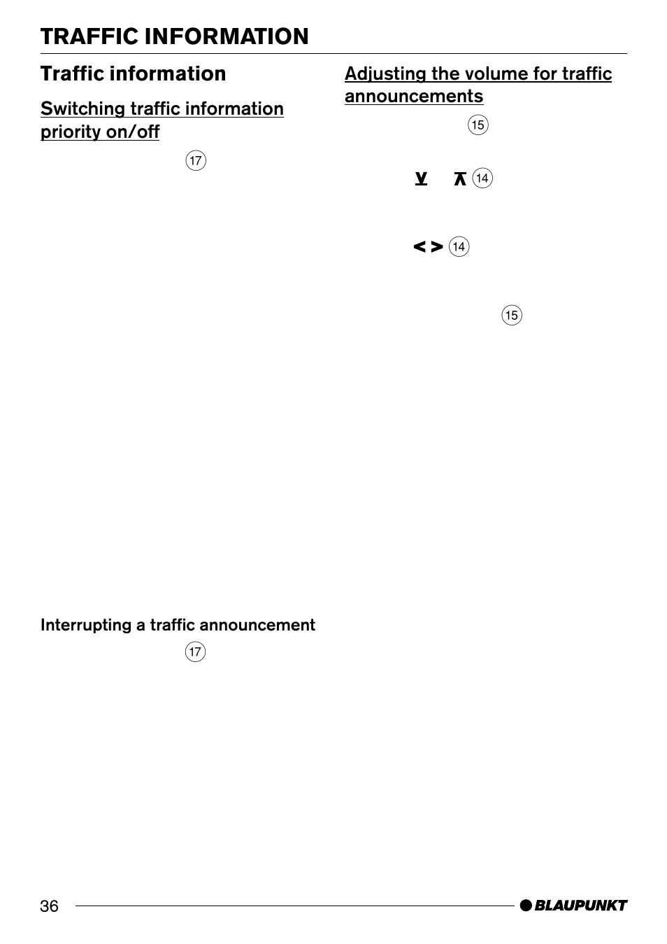 Traffic information | Blaupunkt BOSTONC30 User Manual | Page 16 / 24
