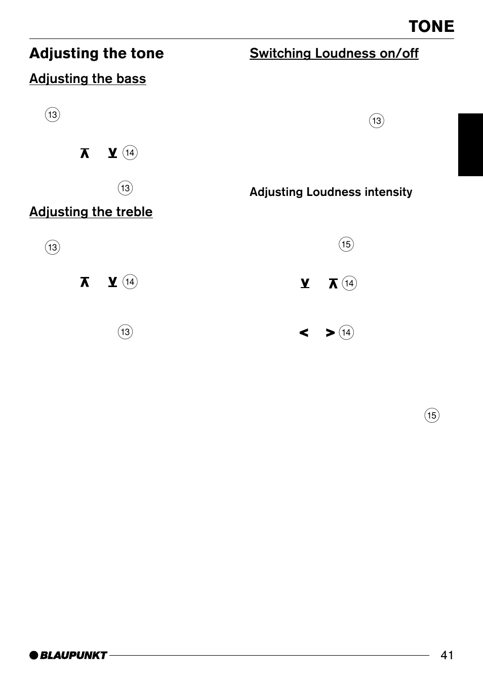 Tone, Adjusting the tone | Blaupunkt BOSTONC30 User Manual | Page 21 / 24