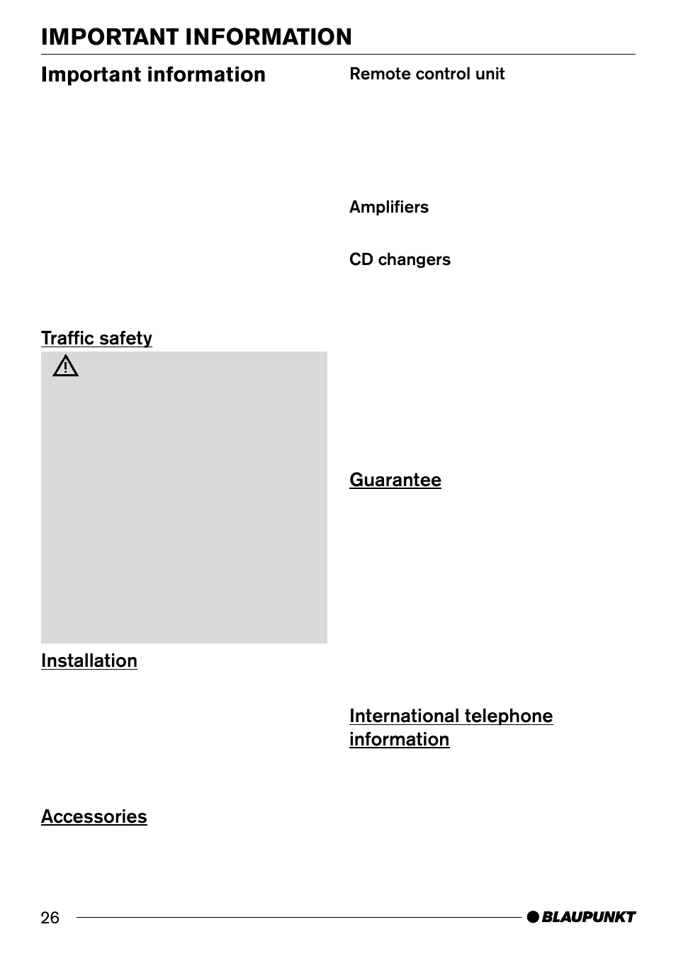 Important information | Blaupunkt BOSTONC30 User Manual | Page 6 / 24