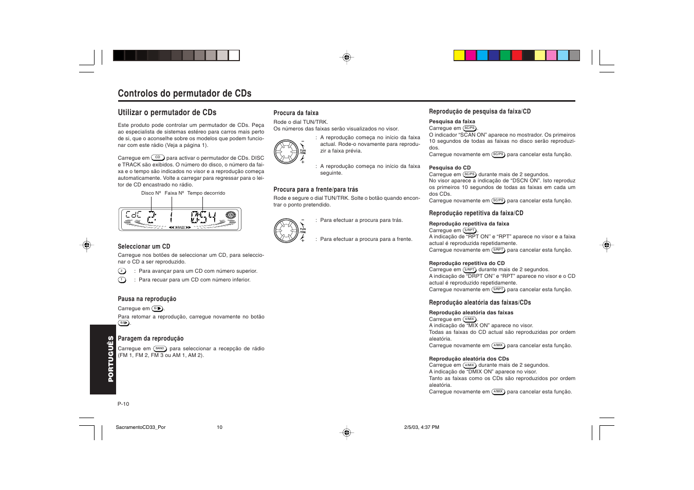 Controlos do permutador de cds, Utilizar o permutador de cds | Blaupunkt Sacramento CD33 User Manual | Page 59 / 65