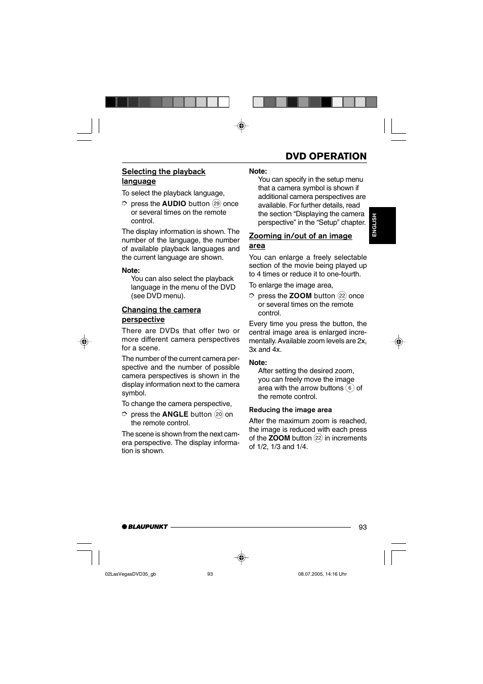 Dvd operation | Blaupunkt LAS VEGAS 7 645 650 310 User Manual | Page 28 / 72