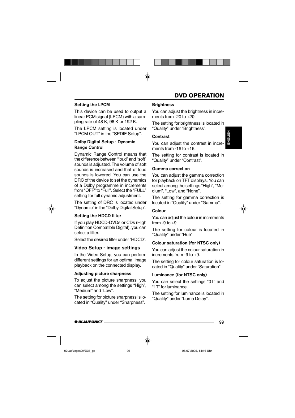 Dvd operation | Blaupunkt LAS VEGAS 7 645 650 310 User Manual | Page 34 / 72