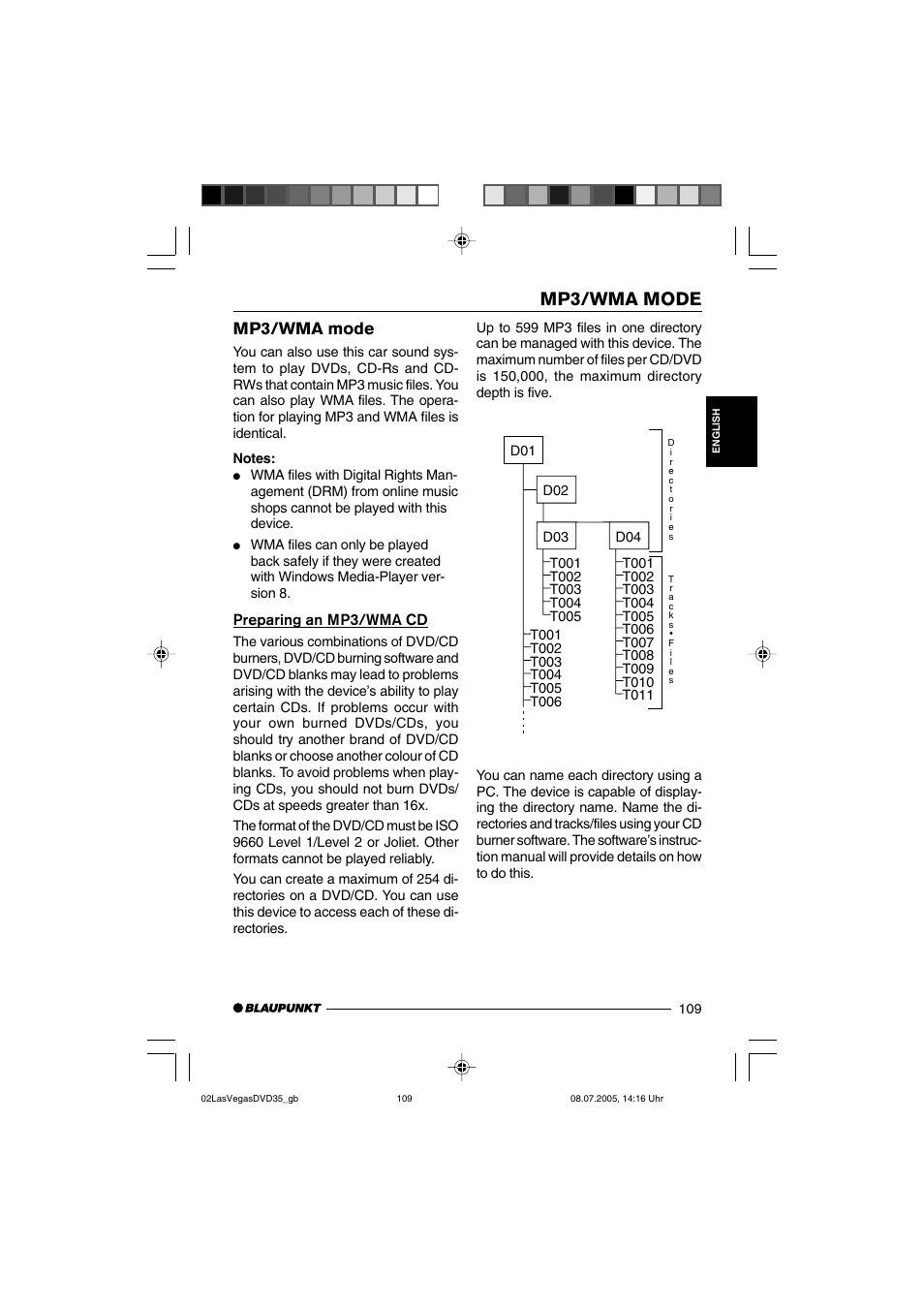 Mp3/wma mode, Preparing an mp3/wma cd | Blaupunkt LAS VEGAS 7 645 650 310 User Manual | Page 44 / 72