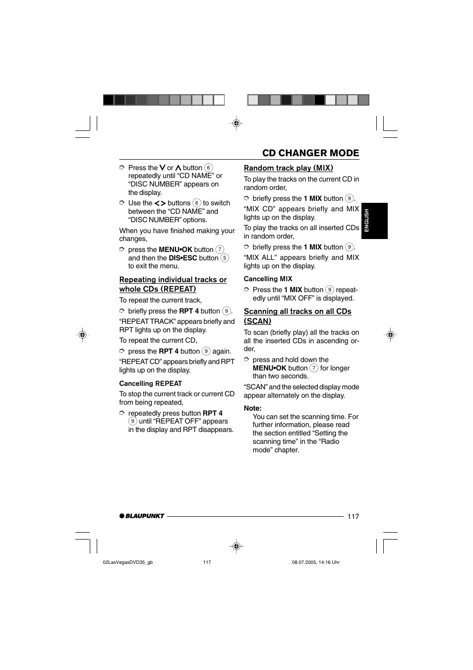 Cd changer mode | Blaupunkt LAS VEGAS 7 645 650 310 User Manual | Page 52 / 72