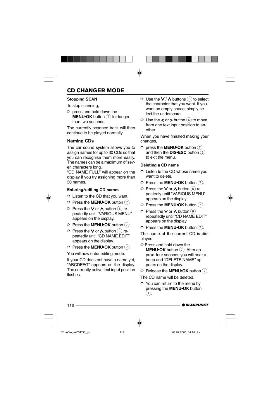 Cd changer mode | Blaupunkt LAS VEGAS 7 645 650 310 User Manual | Page 53 / 72