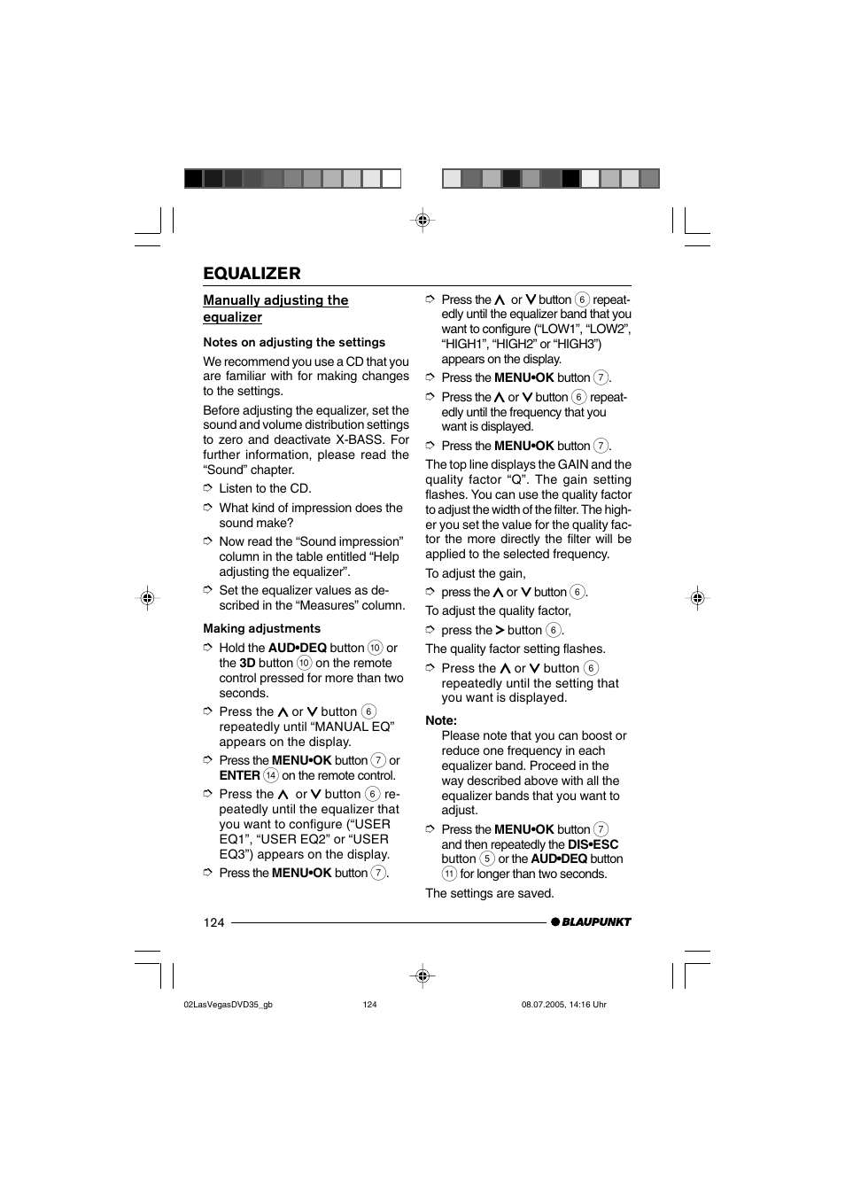 Equalizer | Blaupunkt LAS VEGAS 7 645 650 310 User Manual | Page 59 / 72