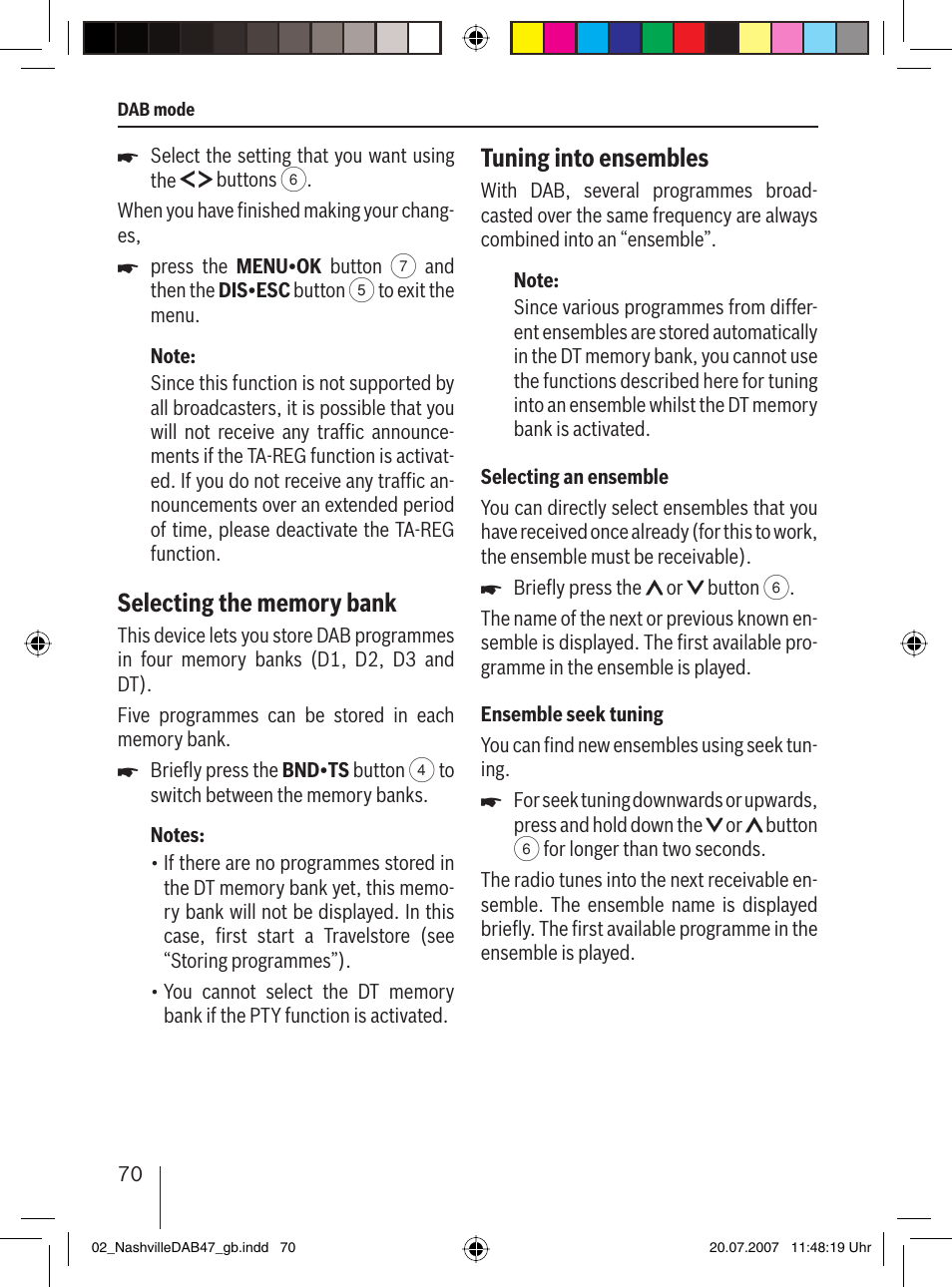 Tuning into ensembles | Blaupunkt NASHVILLE DAB47 User Manual | Page 14 / 59