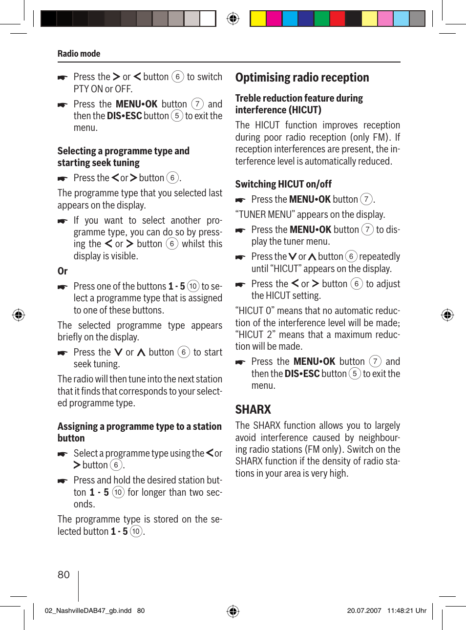 Optimising radio reception, Sharx | Blaupunkt NASHVILLE DAB47 User Manual | Page 24 / 59