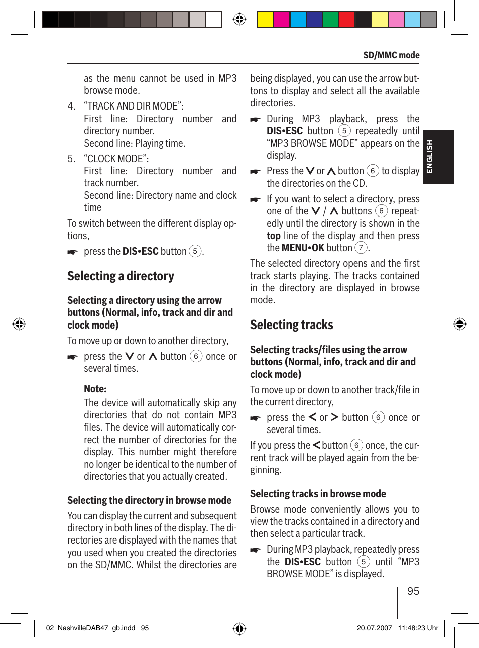 Selecting a directory, Selecting tracks | Blaupunkt NASHVILLE DAB47 User Manual | Page 39 / 59
