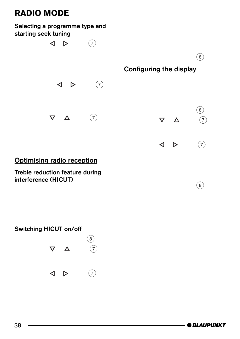 Radio mode | Blaupunkt PORTO CD34 7 644 176 310 User Manual | Page 15 / 27