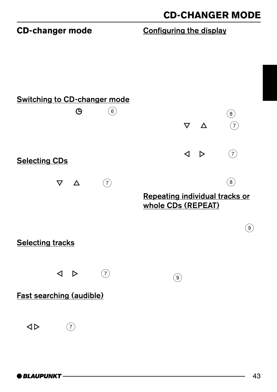 Cd-changer mode | Blaupunkt PORTO CD34 7 644 176 310 User Manual | Page 20 / 27