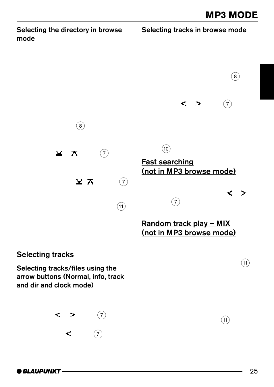 Mp3 mode | Blaupunkt MP54 User Manual | Page 25 / 43