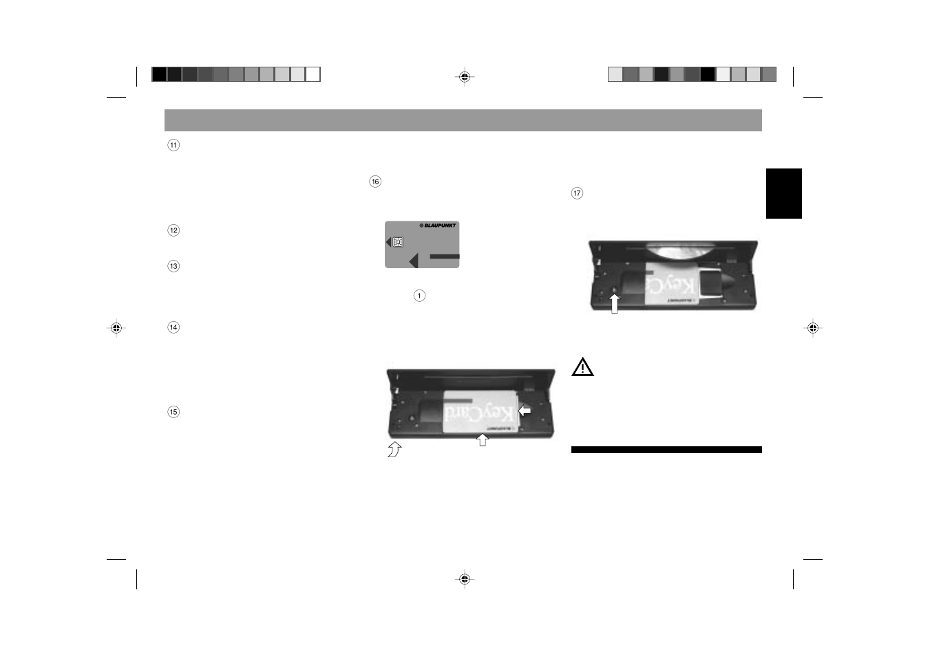 Keycard, Quick reference | Blaupunkt ALABAMA DJ TOKYO RDM 169 User Manual | Page 10 / 40