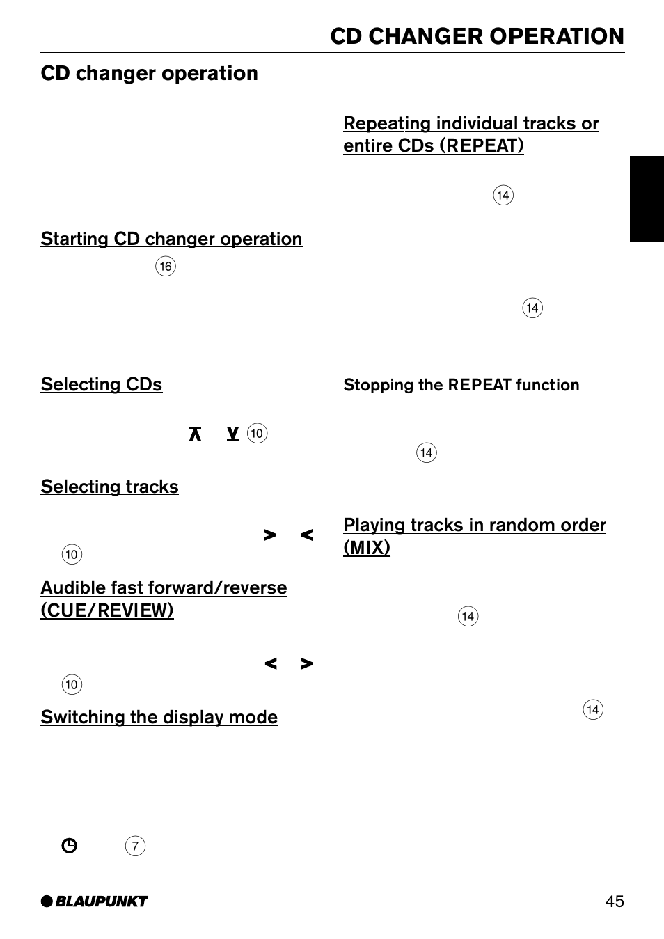 Cd changer operation | Blaupunkt Casablanca CD50 User Manual | Page 18 / 28