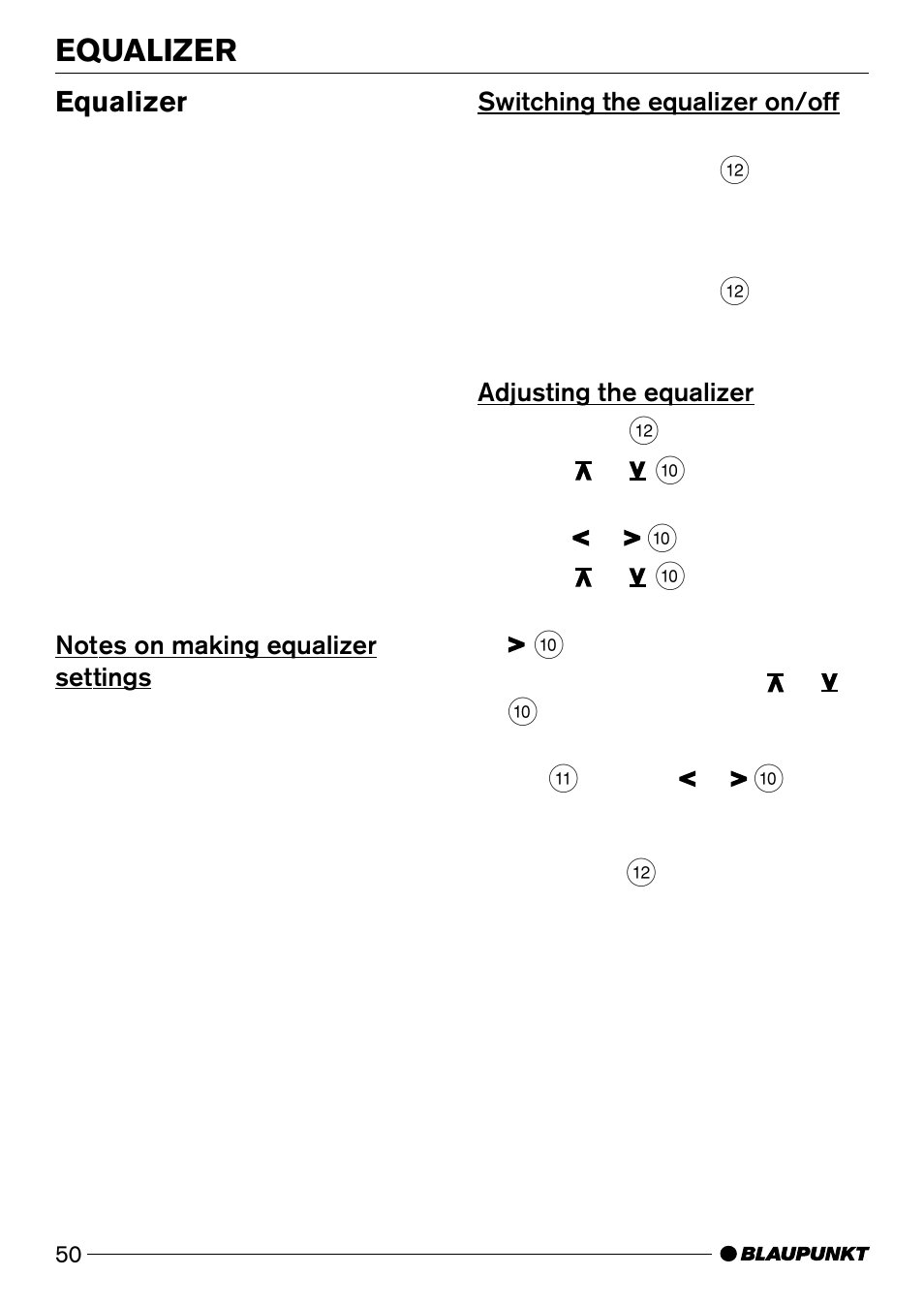 Equalizer | Blaupunkt Casablanca CD50 User Manual | Page 23 / 28