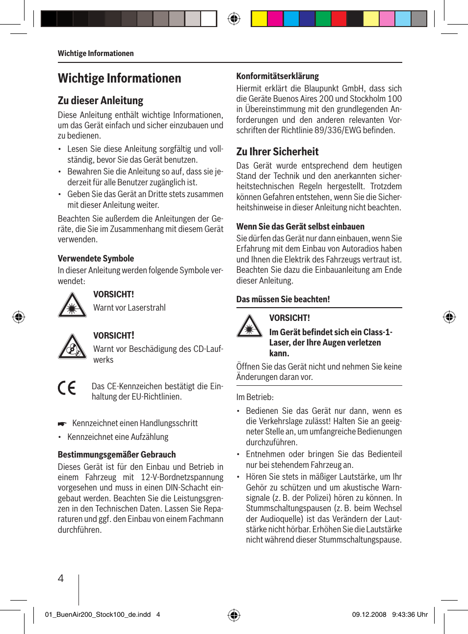 Wichtige informationen, Zu dieser anleitung, Zu ihrer sicherheit | Blaupunkt BUENOS AIRES 200 7 649 020 110 User Manual | Page 4 / 140