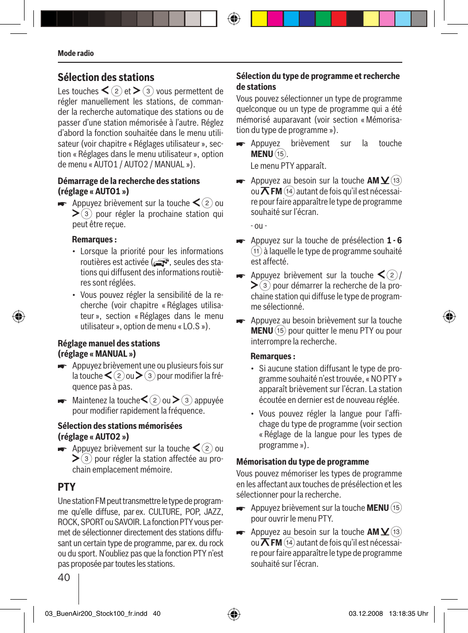 Sélection des stations | Blaupunkt BUENOS AIRES 200 7 649 020 110 User Manual | Page 40 / 140