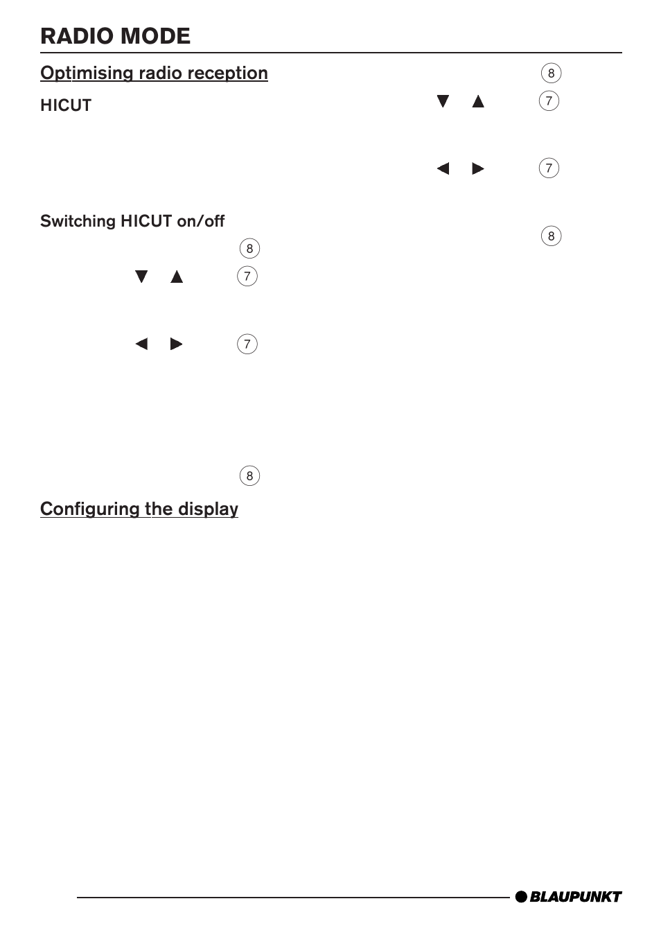Radio mode | Blaupunkt CD35 7 645 060 510 User Manual | Page 13 / 31