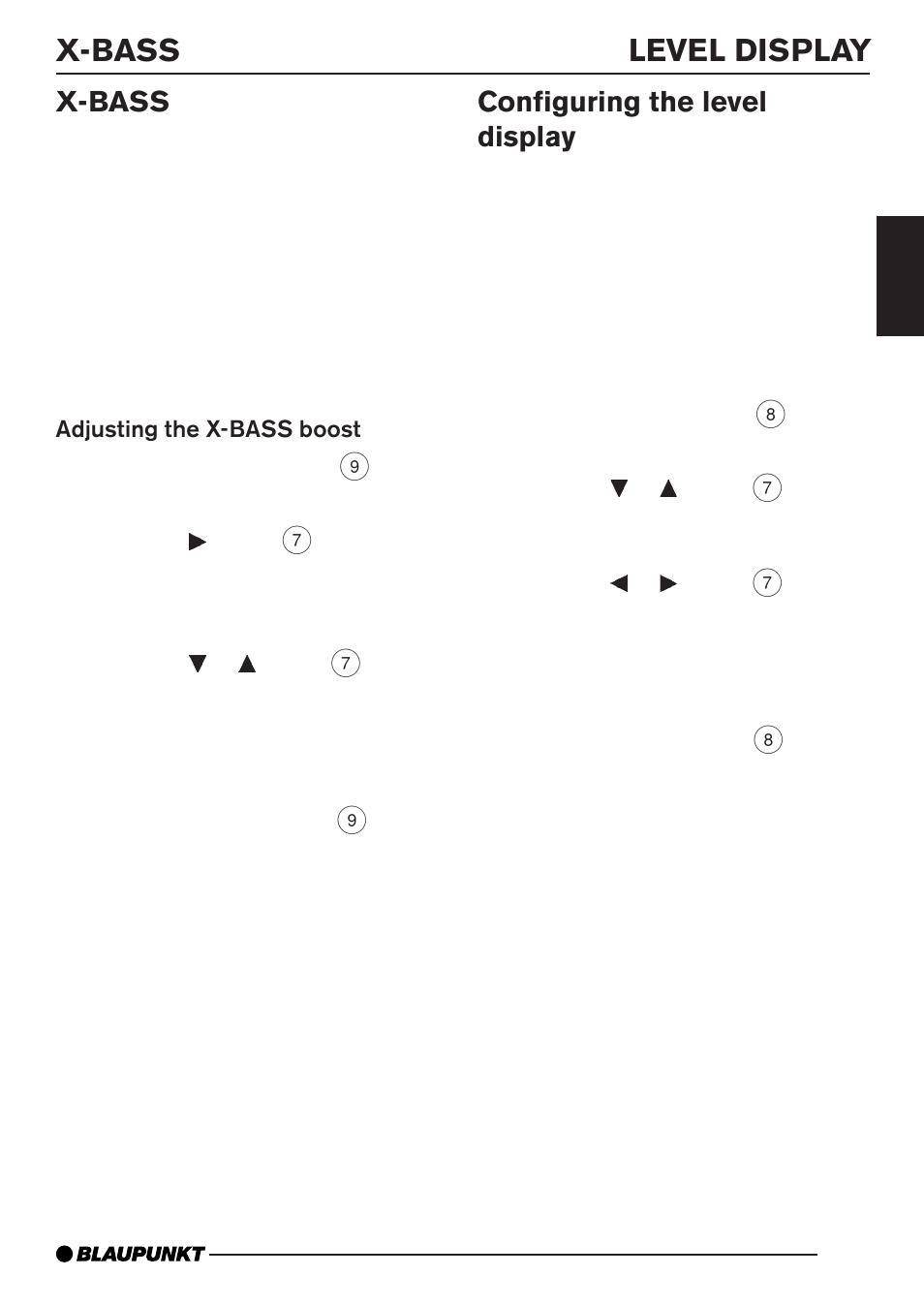 X-bass level display, X-bass, Configuring the level display | Blaupunkt CD35 7 645 060 510 User Manual | Page 22 / 31