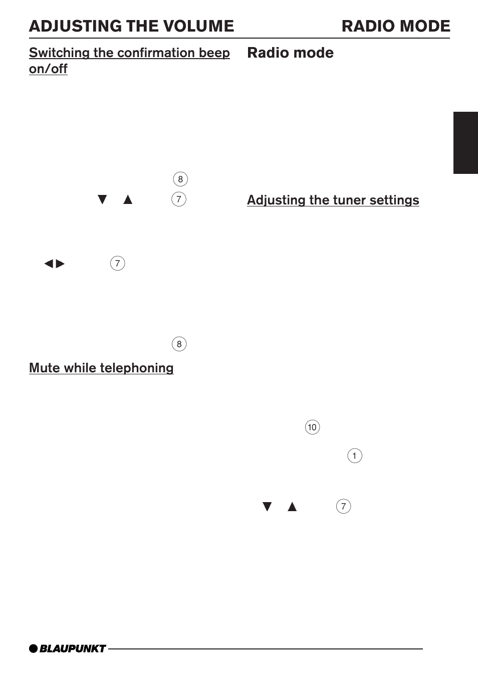Installation instructions 189, Adjusting the volume, Radio mode | Blaupunkt CD35 7 645 060 510 User Manual | Page 8 / 31