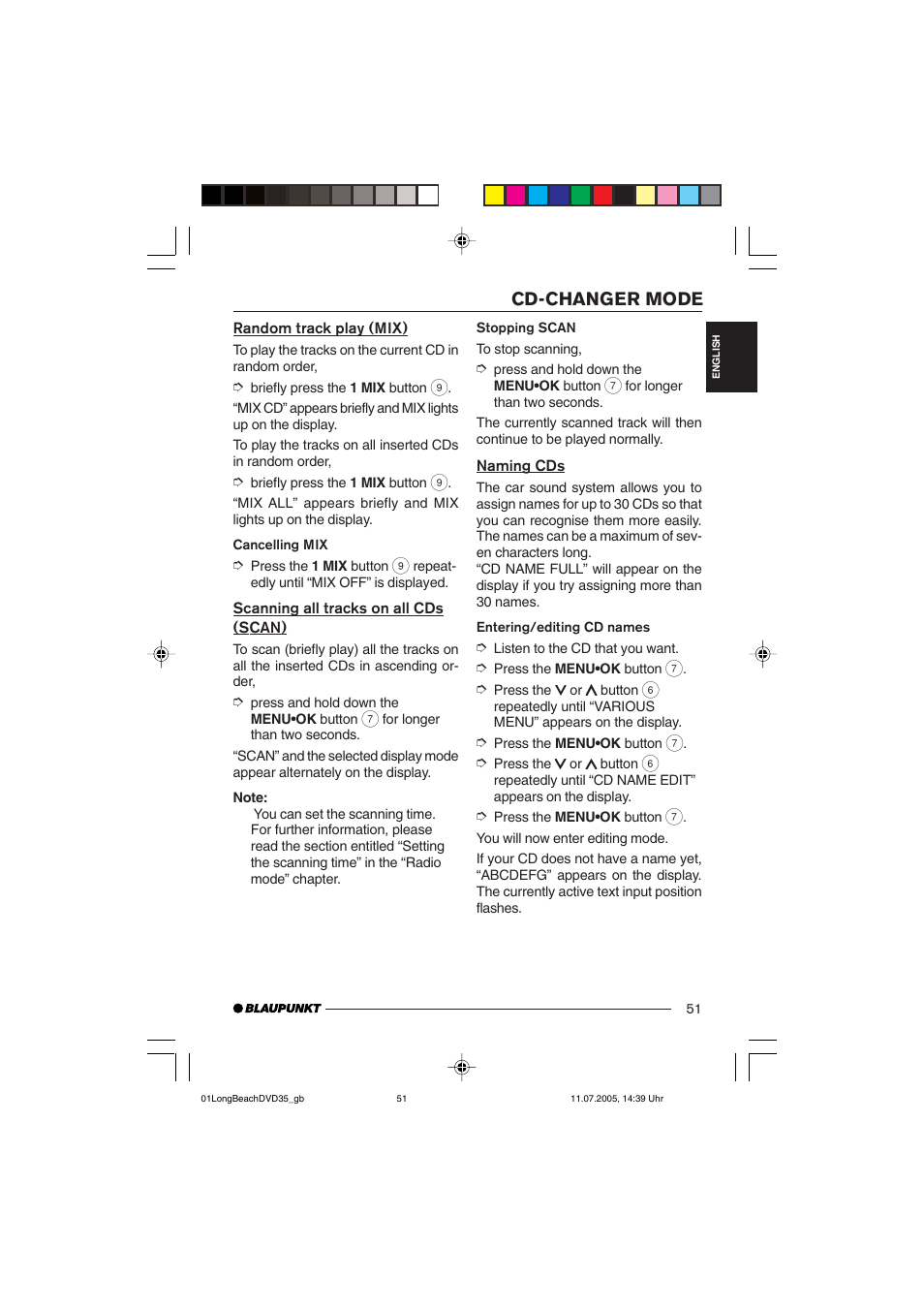 Cd-changer mode | Blaupunkt LONG BEACH DVD35 User Manual | Page 51 / 65