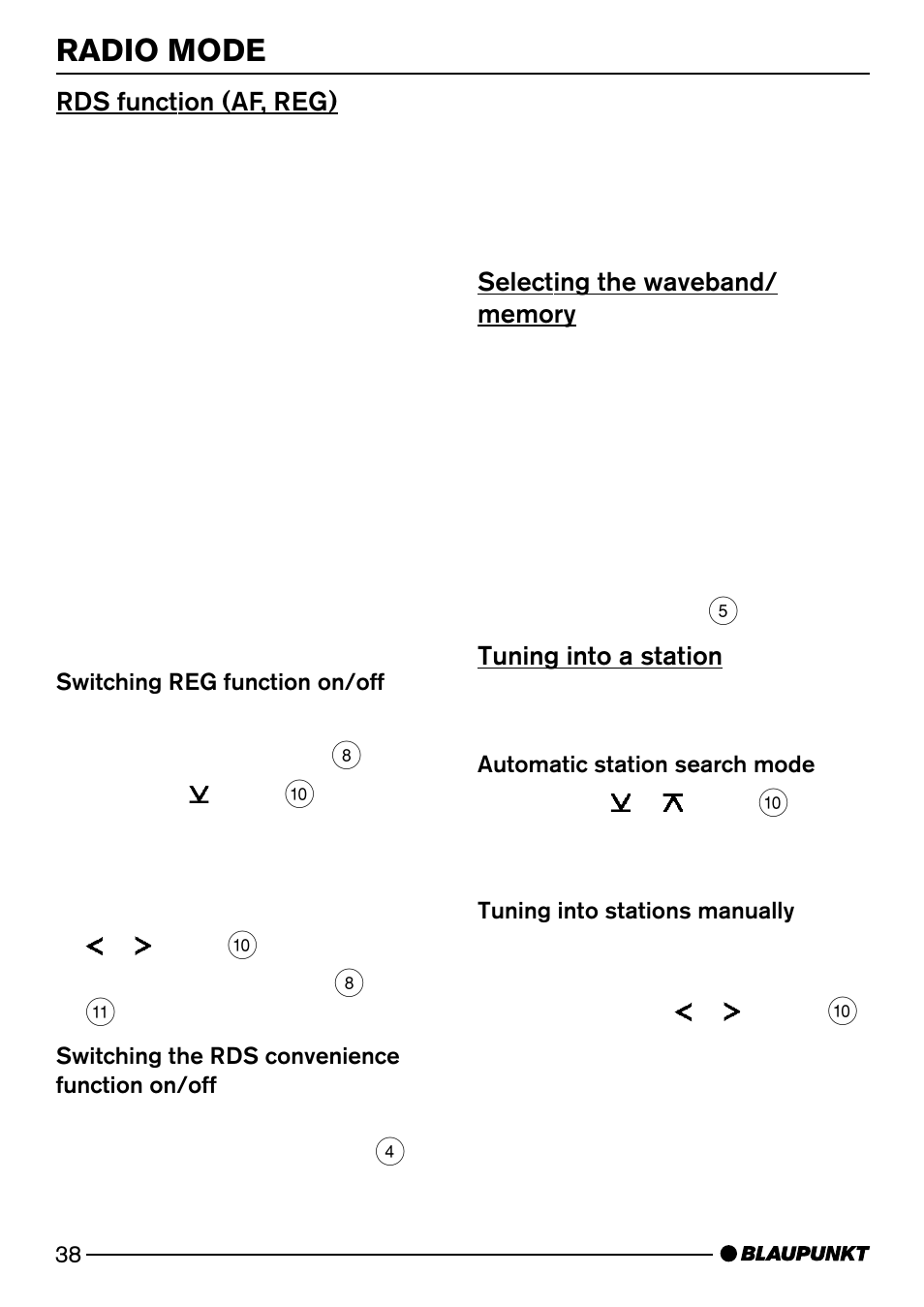 Radio mode | Blaupunkt CASABLANCA CD52 User Manual | Page 11 / 30