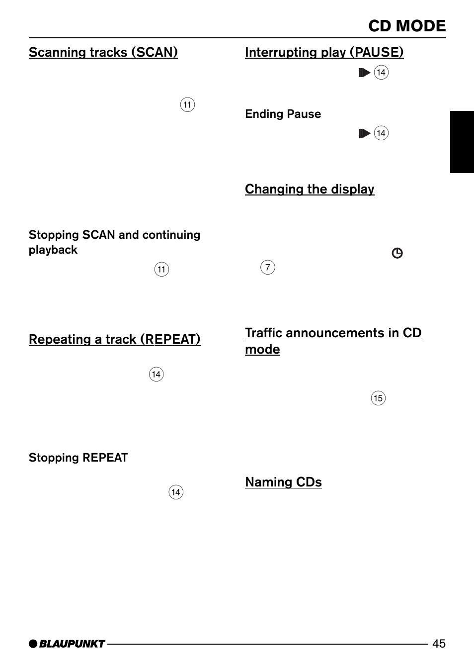 Cd mode | Blaupunkt CASABLANCA CD52 User Manual | Page 18 / 30