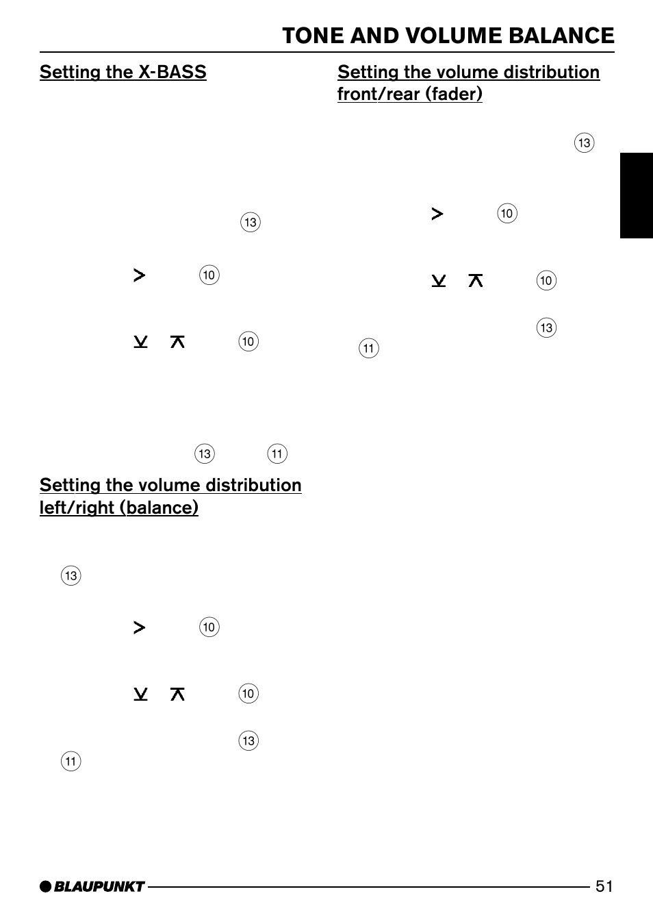 Tone and volume balance | Blaupunkt CASABLANCA CD52 User Manual | Page 24 / 30